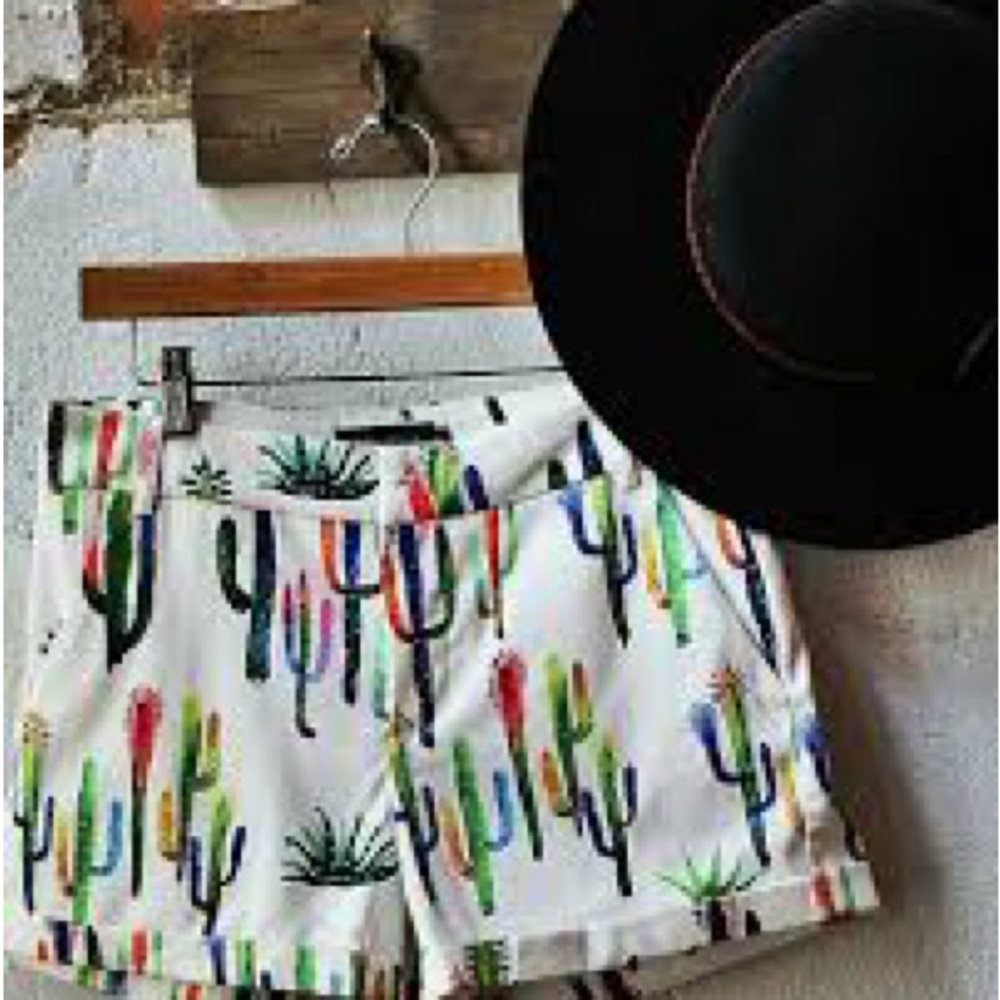 Ovi Multicolor Cactus Print High Waist Shorts - Picture 1 of 4